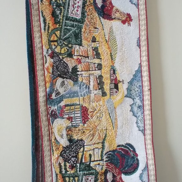 Vintage Farmhouse Chic,Chicken,Rooster Jacquard Table Runner Xlong - Picture 6 of 7
